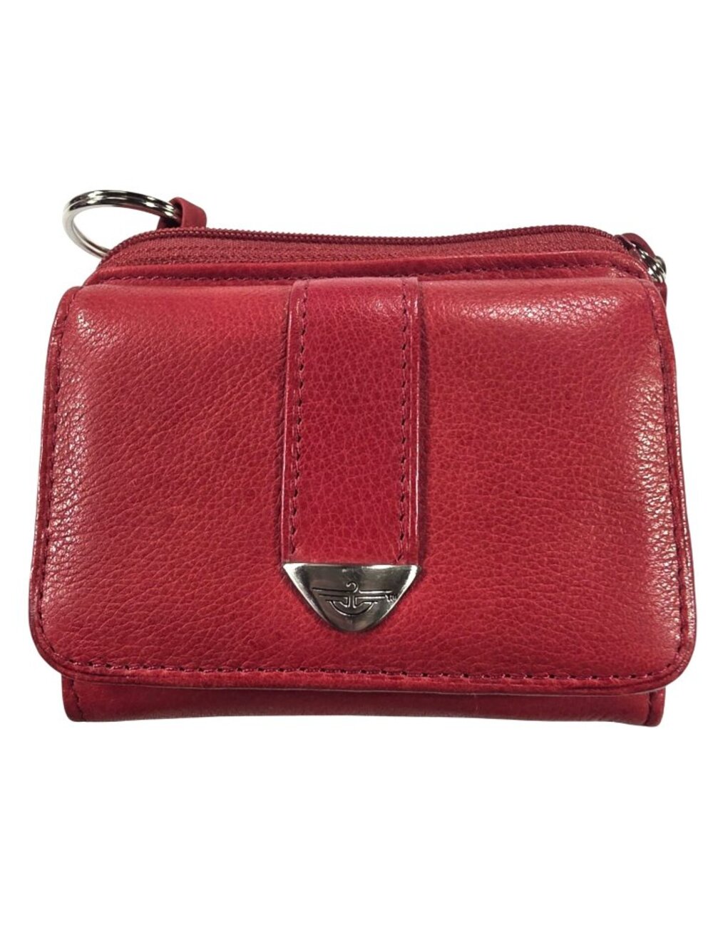 Dockers Womens Genuine Leather Red Wallet Key Ring ID Window Credit Card Slots
